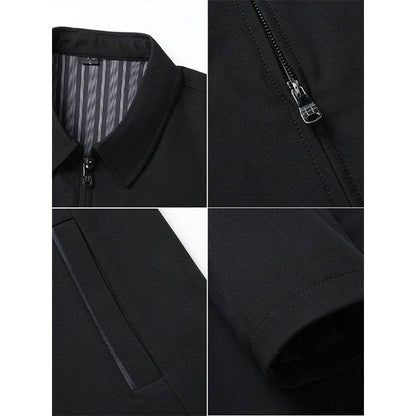 Buycenter Men's Business Casual Jacket - Stylish Lapels, Zipper Coat - Buy Center US