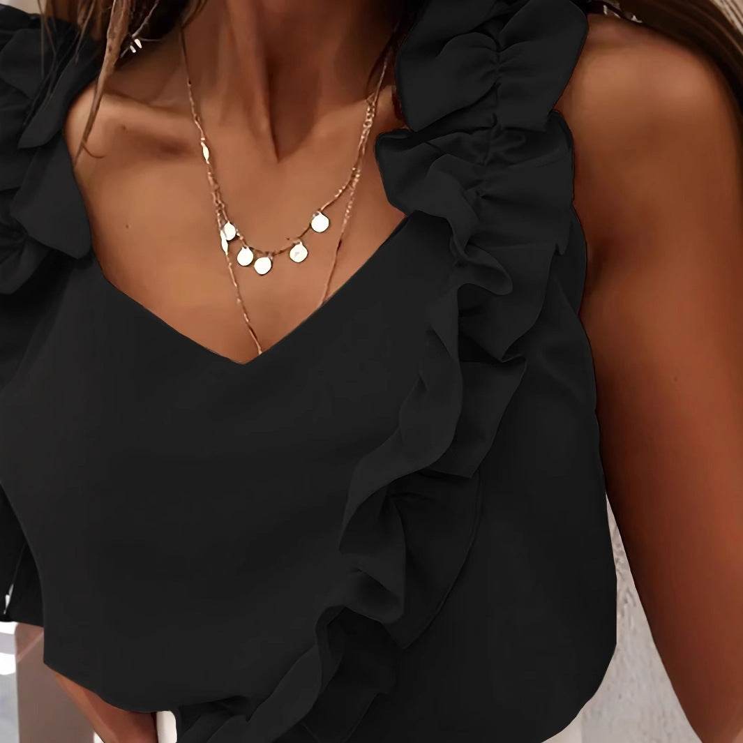 Women's Slim Fit Lotus Leaf Lace Camisole Top - Perfect for Summer Style - Buy Center US