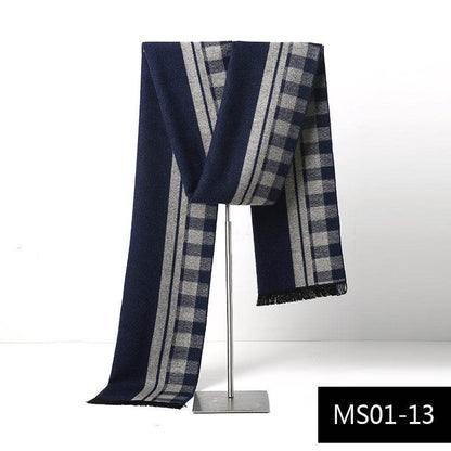 Buycenter Men's Cashmere Warm Scarf - Stylish Grid Design for Autumn - Buy Center US