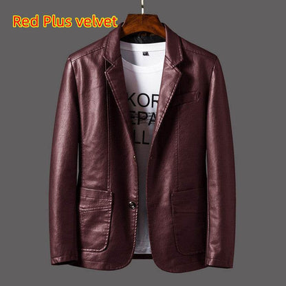 Buycenter Men's Leather Jacket - Stylish Autumn Thin Lapel, Multi-Pocket - Buy Center US