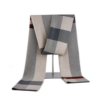 Buycenter Men's Wool Knitted Scarf - Plaid Design, Warm & Stylish - Buy Center US