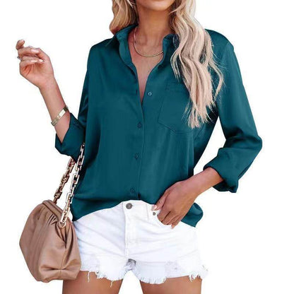 Women's Spring Long Sleeve V-Neck Top - European & American Styles - Buy Center US