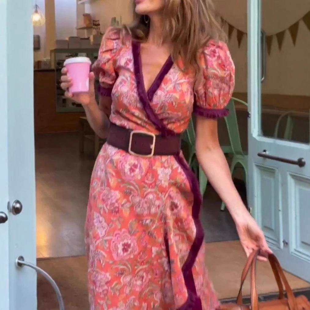 Elegant Women's Holiday Long Dress - High Waist, Mid-Length Skirt - Buy Center US