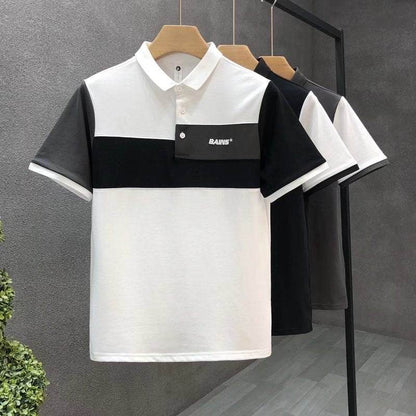 Trend Stitching Men's Contrast Color Polo Shirt - Short Sleeve, Fitted Fit - Buy Center US