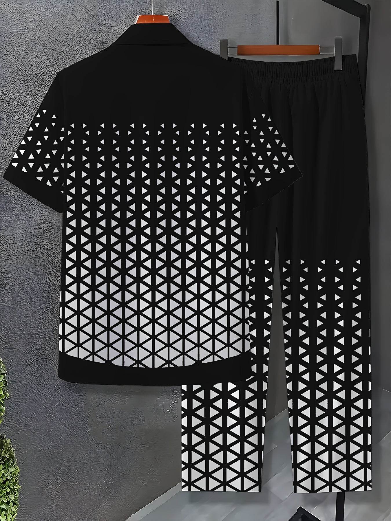 Men's Casual Novelty Clothing Set - 100% Polyester, Button Print Design - Buy Center US
