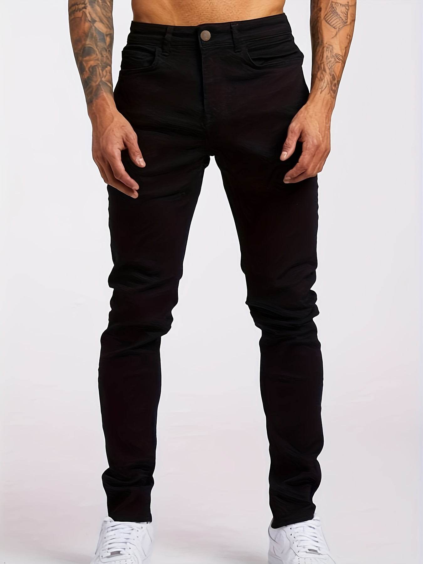 Men's Slimming Skinny Jeans - Light Blue Stretch Denim for All Seasons - Buy Center US