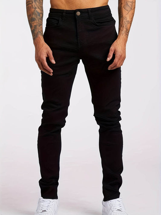 Men's Slimming Skinny Jeans - Light Blue Stretch Denim for All Seasons - Buy Center US