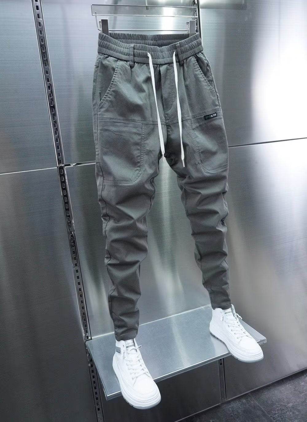 Solid Color Harem Trousers - Elastic Ankle-tied Casual Pants for Comfort - Buy Center US