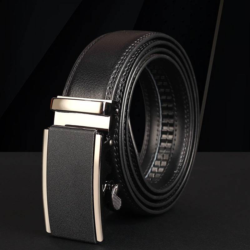 Buycenter Men's Leather Belt - Two-Layer Cowhide with Automatic Buckle - Buy Center US