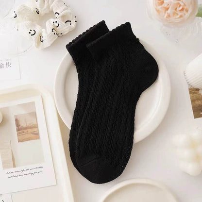 Women's Breathable Cotton Socks - Hollow Mesh, Antibacterial & Quick Drying - Buy Center US