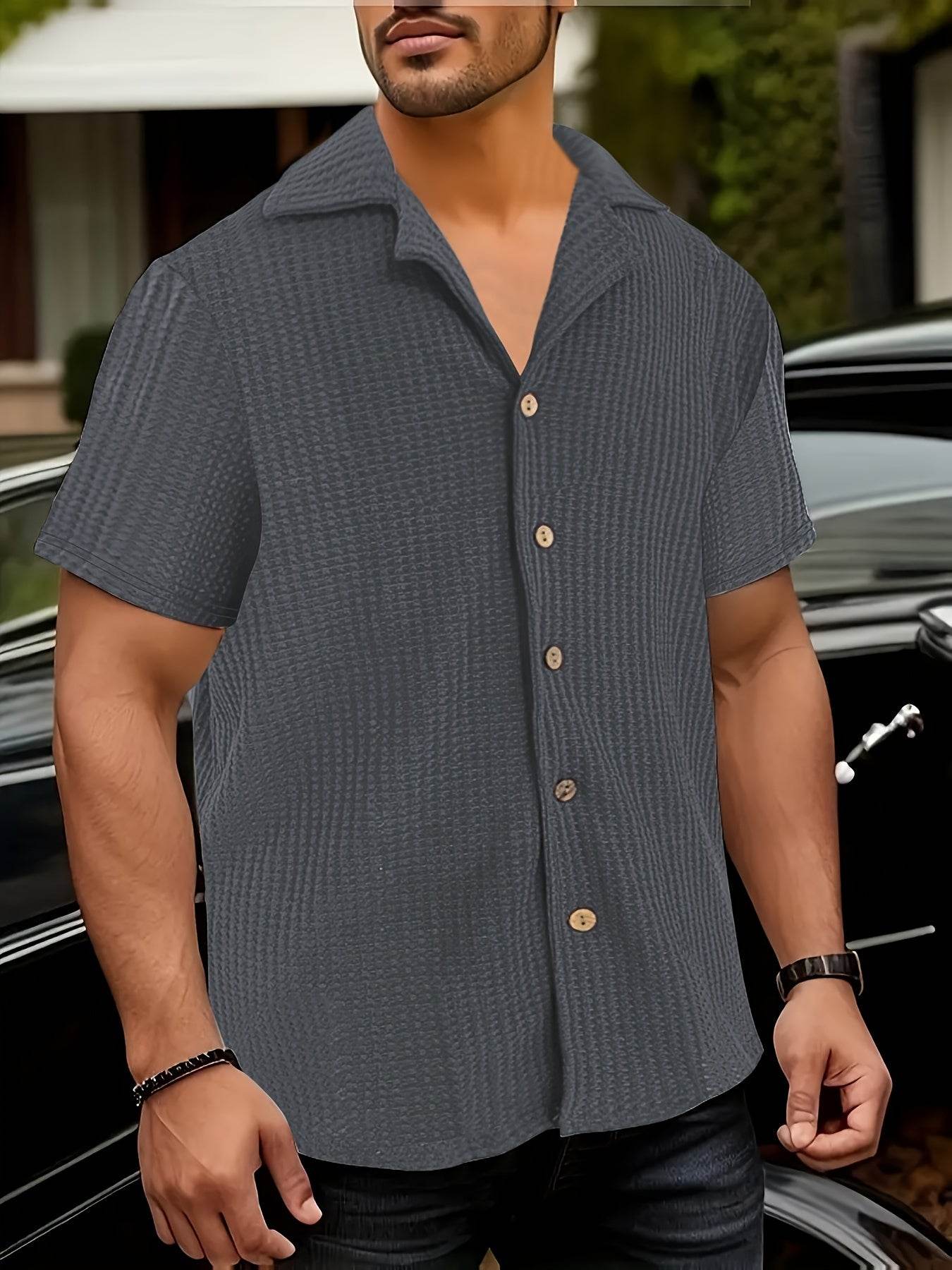 Men's Stretch Fit Casual Shirt - Lightweight, Breathable, Short Sleeve - Buy Center US