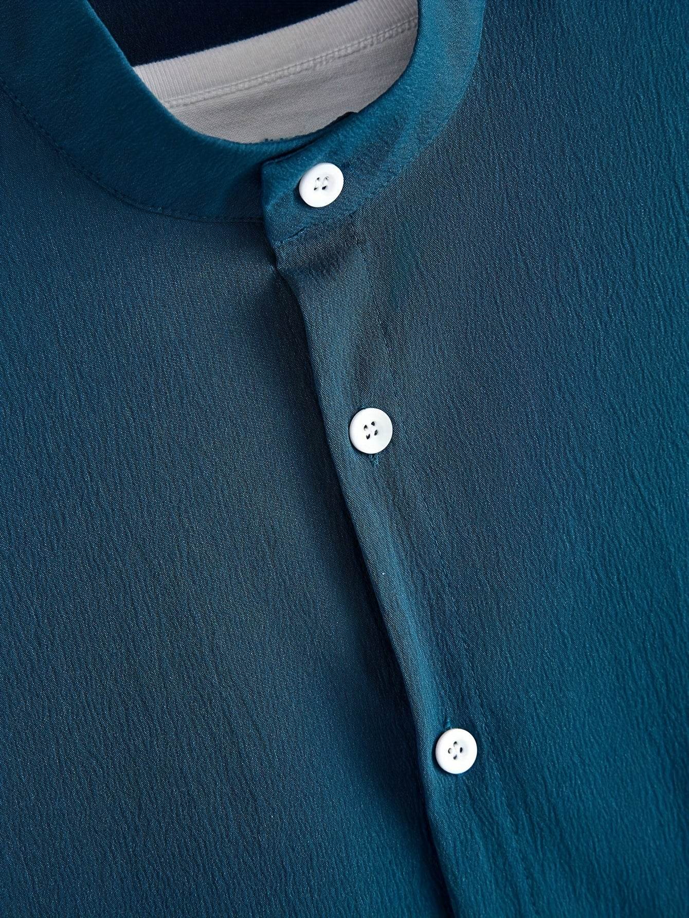 Stylish Men’s Solid Color Casual Shirt & Trouser Set - Perfect for Outings - Buy Center US