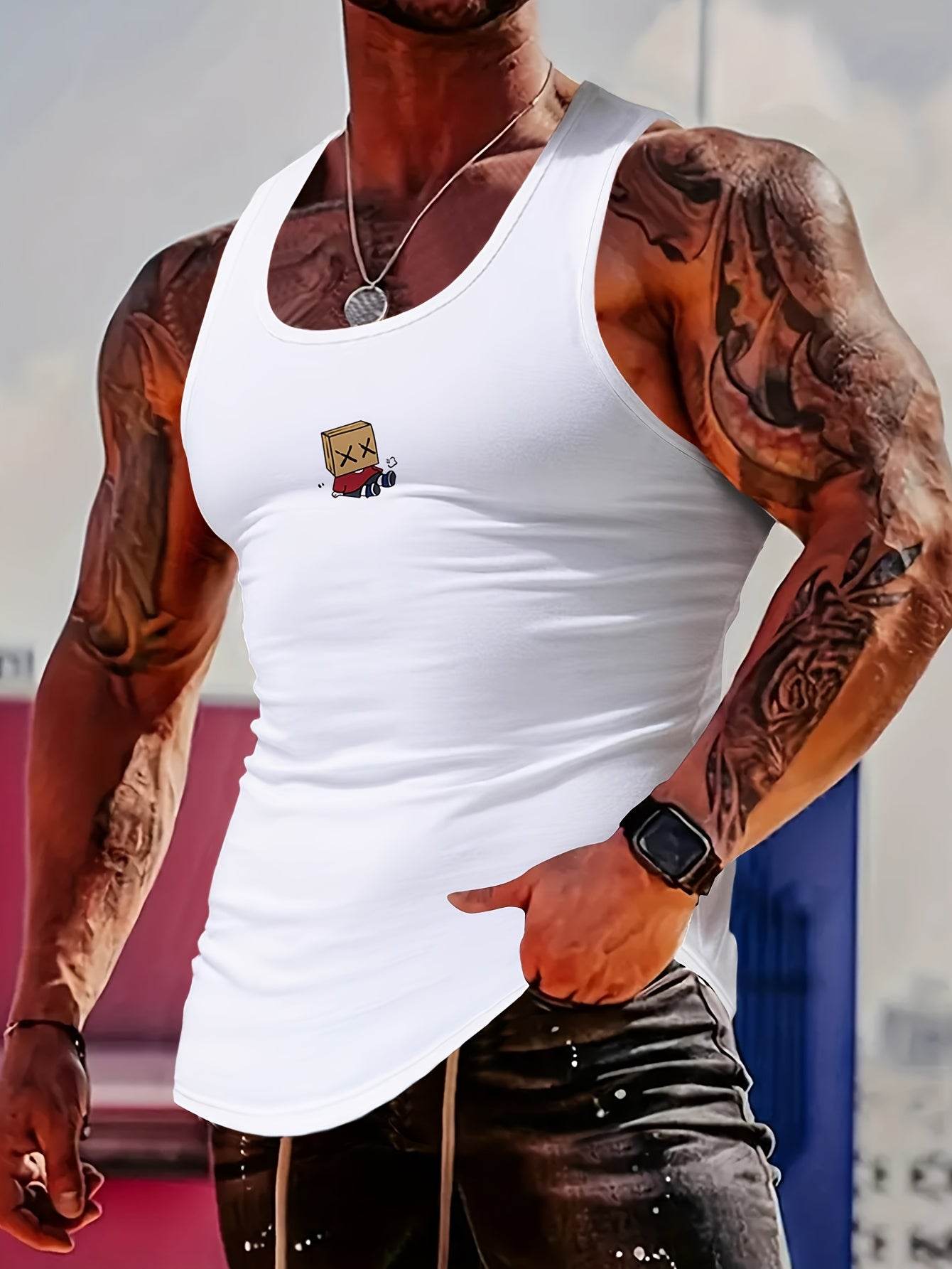 MBDMBD Men's USA Flag Tank Top - Slim Fit, Breathable Polyester Blend - Buy Center US