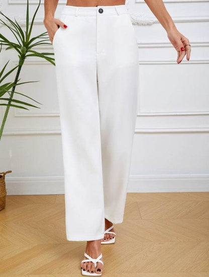 Women's Slim Straight Lightweight Pants - Solid Color, Casual Fit - Buy Center US