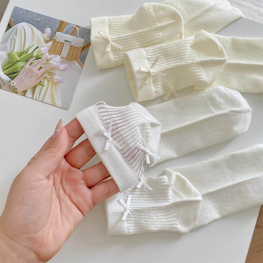 Cute Bow Cotton Seam Socks - Ins Style for Spring & Summer - Buy Center US