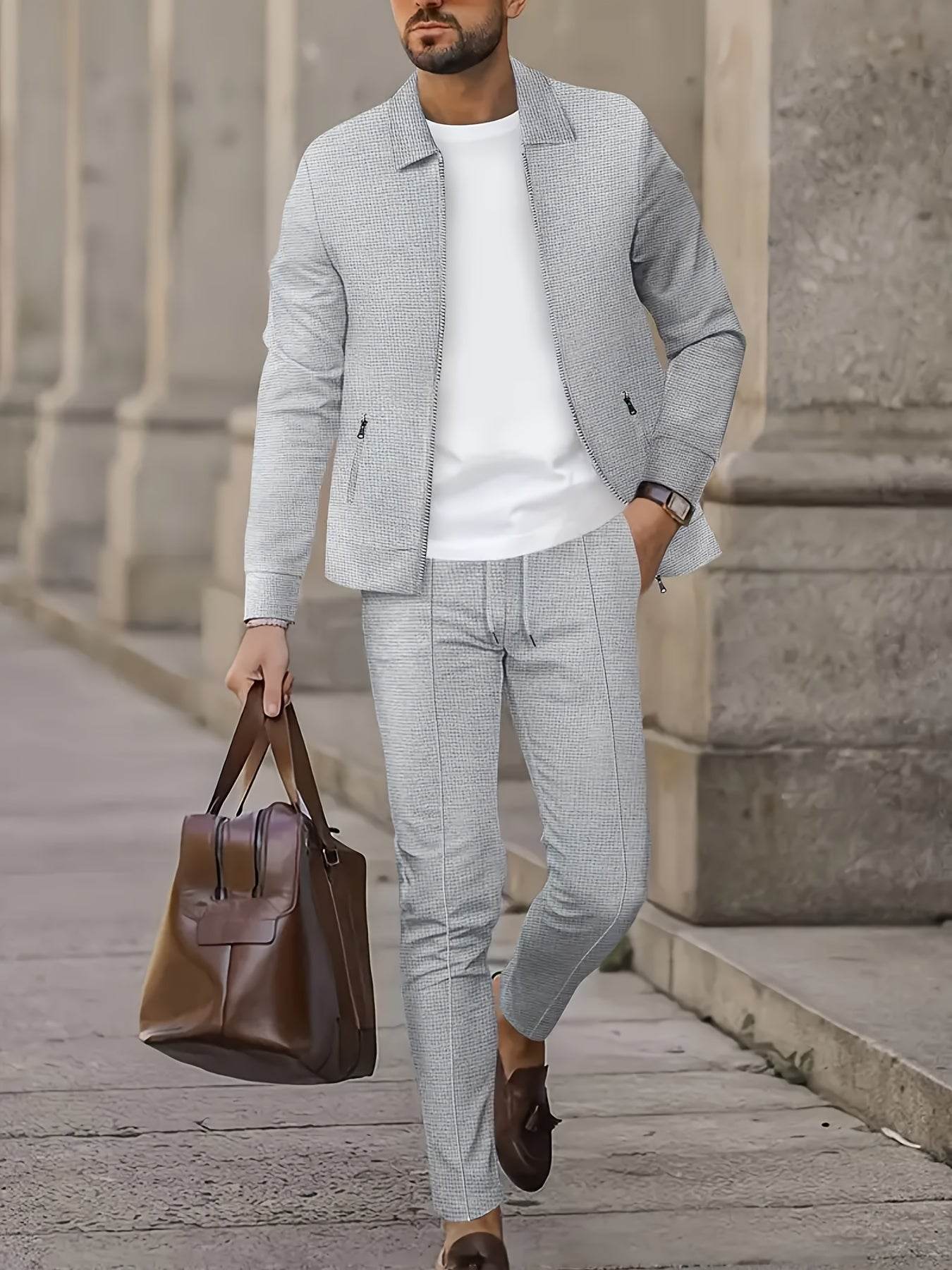 Men's Lightweight Waffle Long Sleeve & Pants Set - Breathable Outdoor Attire - Buy Center US