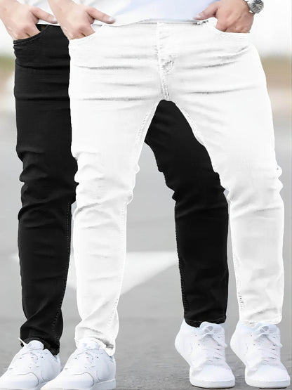 Gengyuan Shi Men's Premium Denim Jeans - Slim Fit Casual Style, All Seasons - Buy Center US