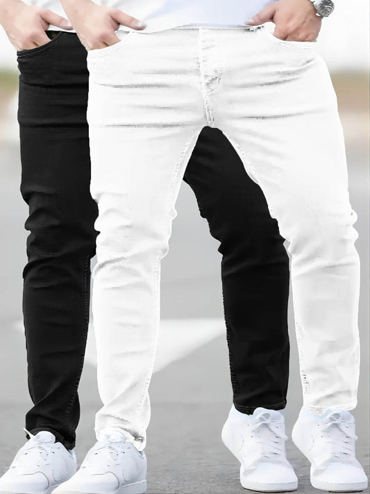 Gengyuan Shi Men's Premium Denim Jeans - Slim Fit Casual Style, All Seasons - Buy Center US