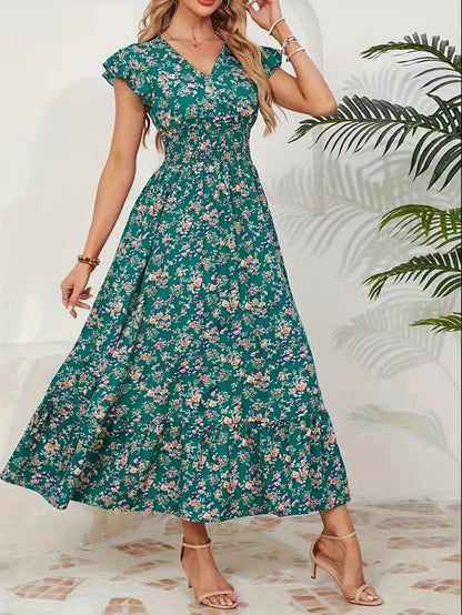 Fashion Floral Long Sleeve Swing Dress - Japanese & Korean Casual Style - Buy Center US