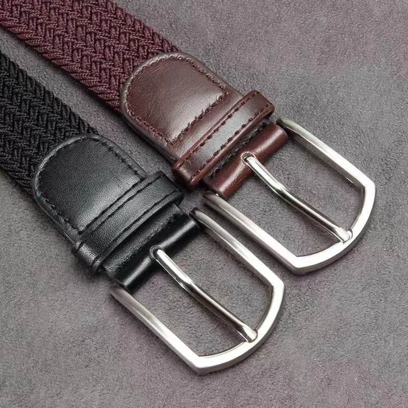 Buycenter Men's Casual Stretch Woven Leather Belt - Bohemian Style, Various Colors - Buy Center US
