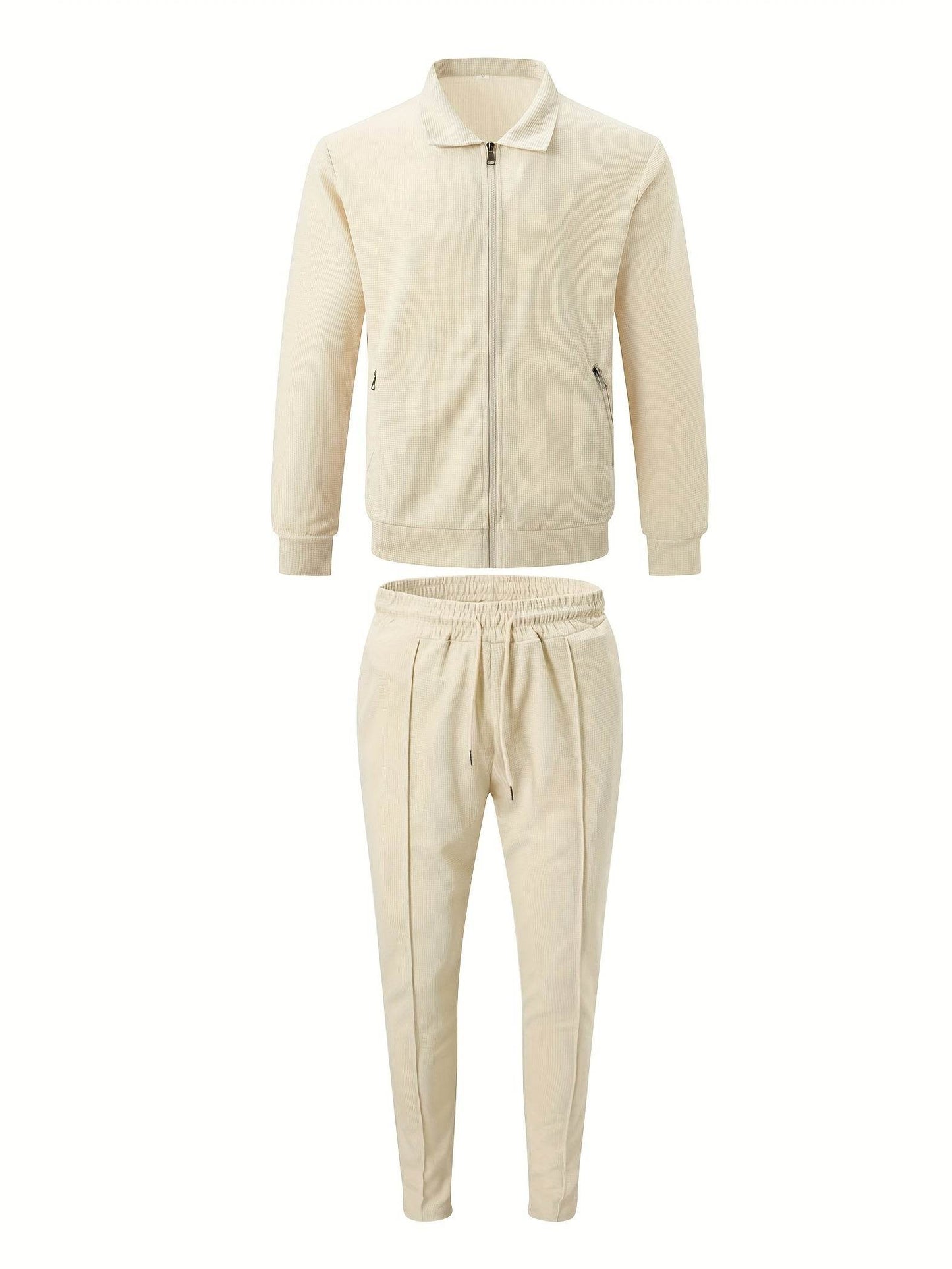 Casual September Jacket and Pants Set - Long Sleeve, Solid Color - Buy Center US