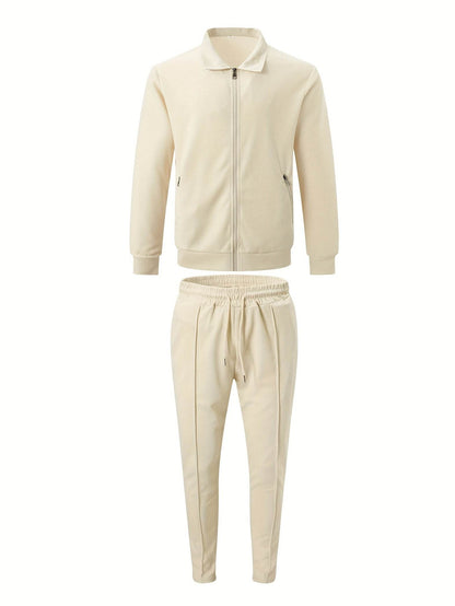 Casual September Jacket and Pants Set - Long Sleeve, Solid Color - Buy Center US
