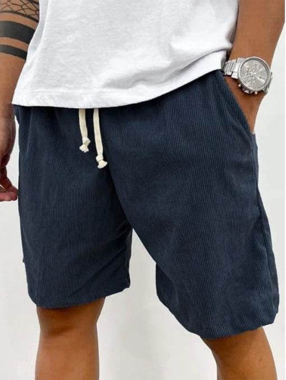 Buycenter Men's Casual Corduroy Shorts - Mid Waist, Straight Fit - Buy Center US