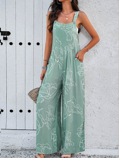 Women's Casual Printed Jumpsuit - Loose Fit, Sleeveless & Stylish - Buy Center US