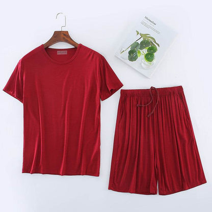 Buycenter Men's Modal T-shirt Set - Comfortable Short Sleeve Home Suit - Buy Center US