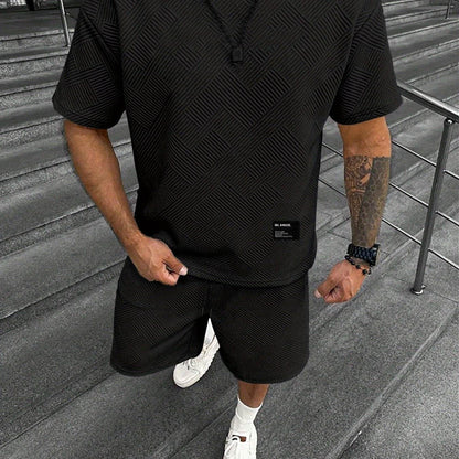 Men’s Vintage Two-Piece Set - Loose-Fit T-Shirt & Drawstring Shorts - Buy Center US