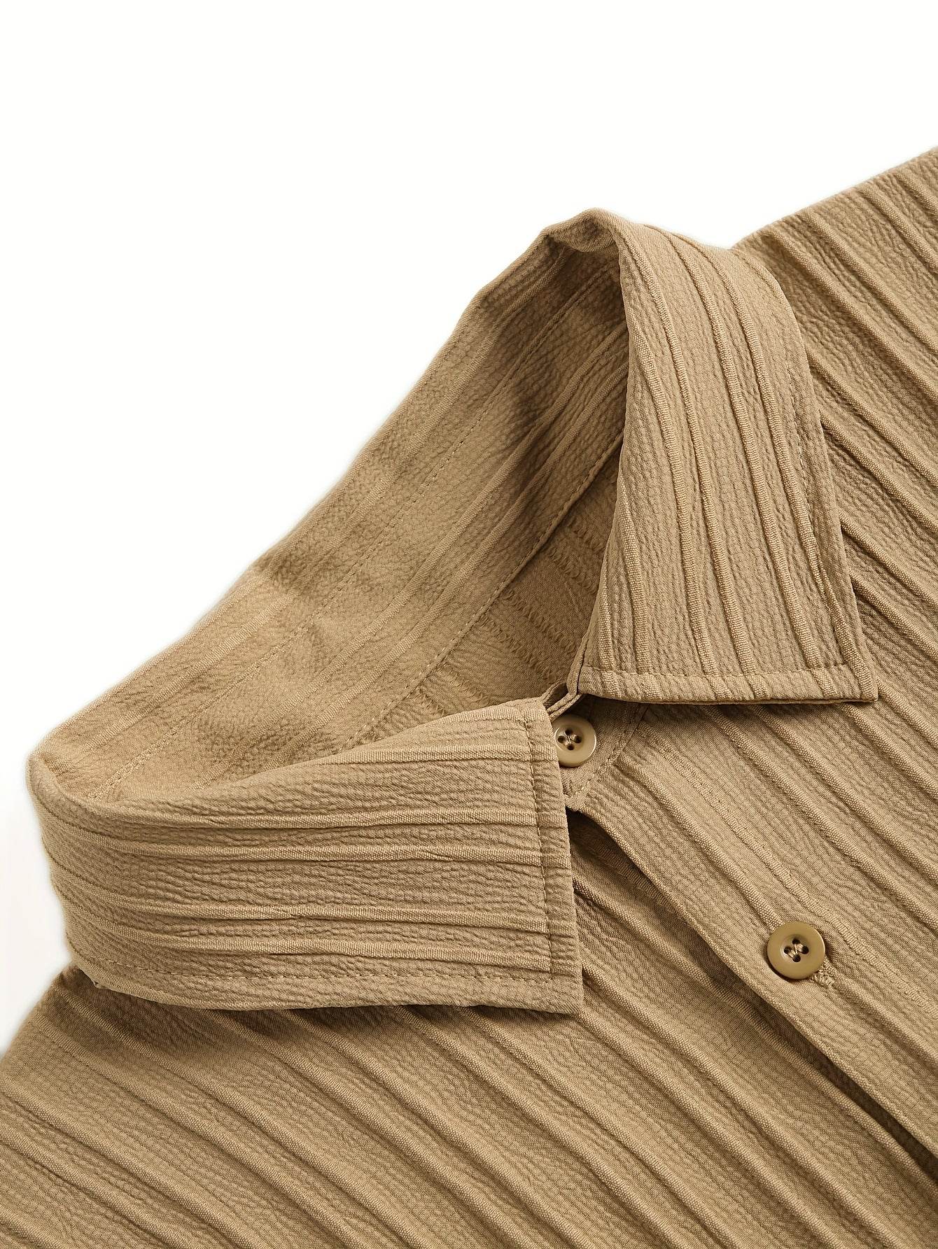 Men's Trendy Casual Short Sleeve 2pcs Set - Wave Texture Fabric - Buy Center US