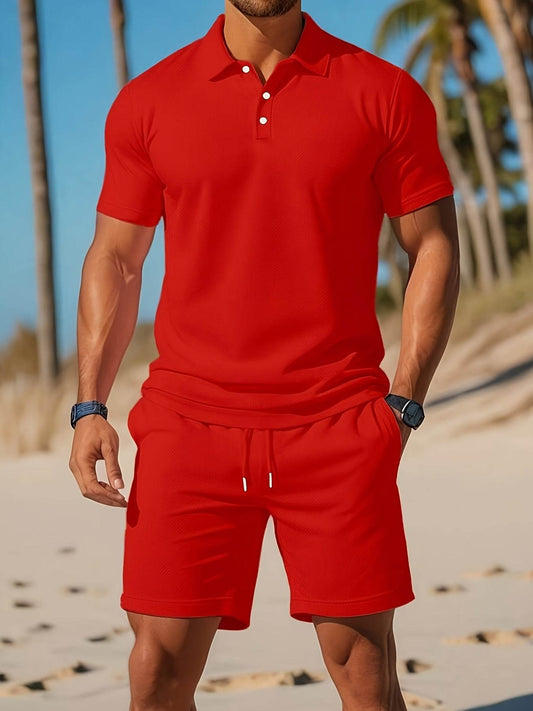 Men's Casual Two-Piece Set - Stylish Cardigan Top & Short Pants for Summer - Buy Center US