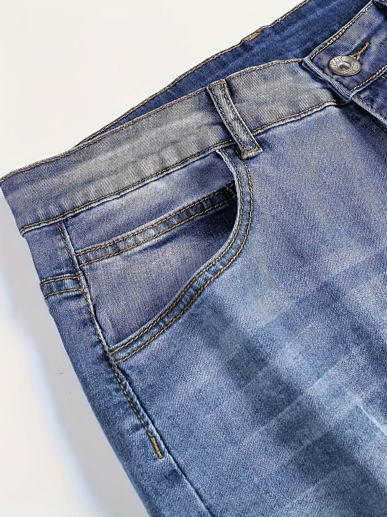 Slim-Fit Ripped Jeans for Men - Casual Fashion with Medium Stretch - Buy Center US