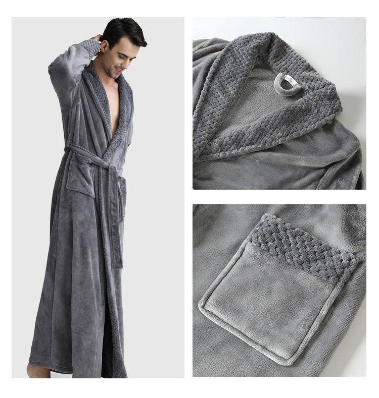 Buycenter Men's Winter Coral Fleece Nightgown - Cozy Thickened Pajamas - Buy Center US