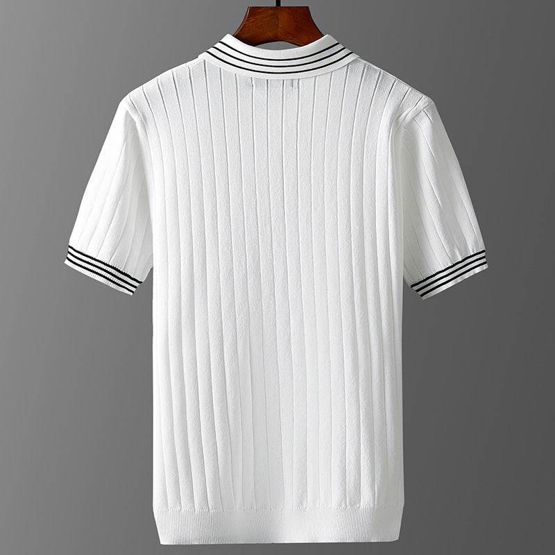 Men's Ice Silk Polo Sweater - Thin Lapels, Comfort Fit, Sizes L to 7XL - Buy Center US