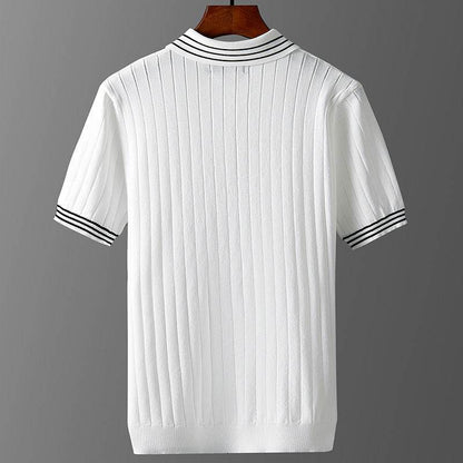 Men's Ice Silk Polo Sweater - Thin Lapels, Comfort Fit, Sizes L to 7XL - Buy Center US