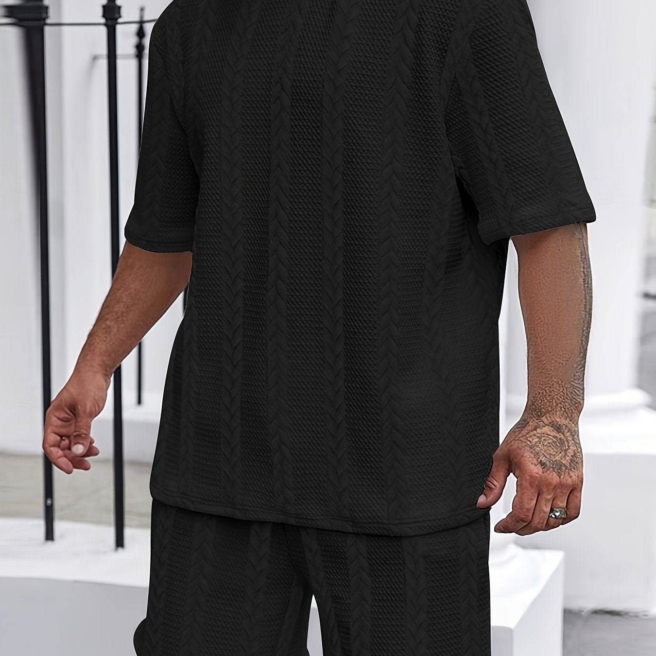 2025 Summer Braided Casual Sports Suit for Men - Polyester, Regular Fit - Buy Center US