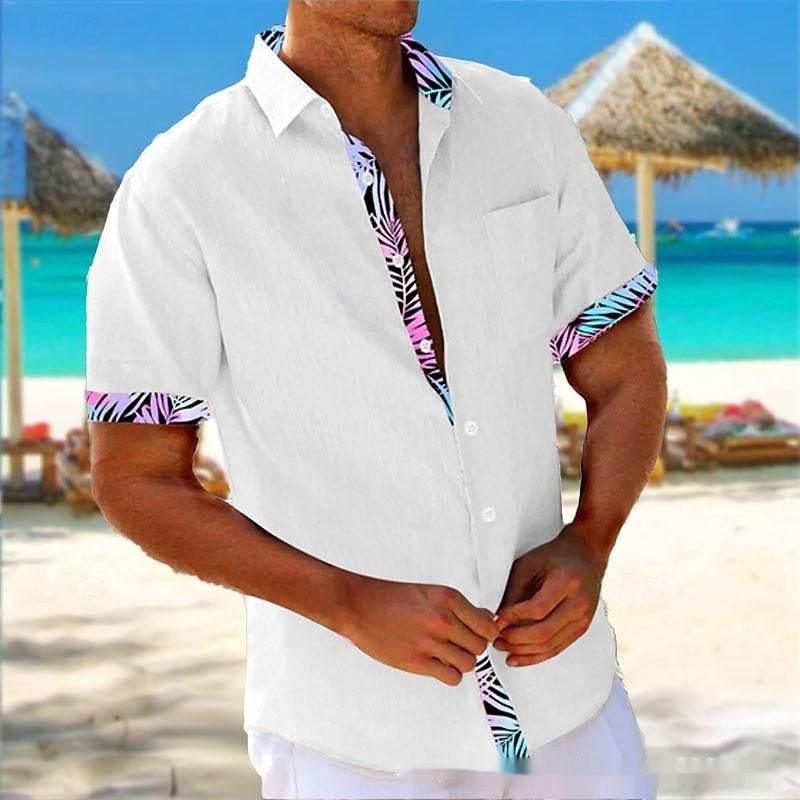 Buycenter Men's Beach Striped Casual Shirt - Loose Fit, Cartoon Design - Buy Center US