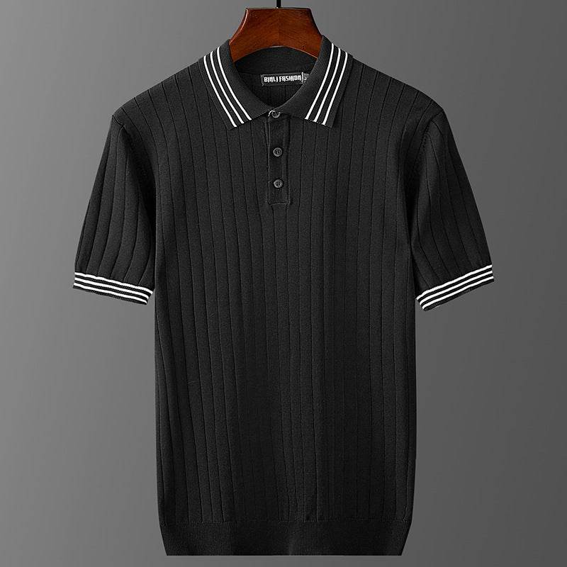 Men's Ice Silk Polo Sweater - Thin Lapels, Comfort Fit, Sizes L to 7XL - Buy Center US