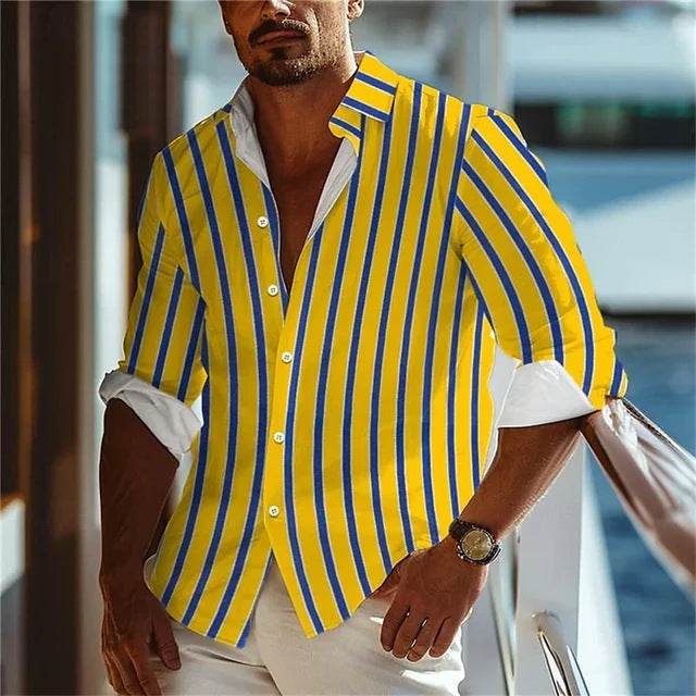Men's 3D Irregular Floral Pattern Long Sleeve Shirt - Casual Style - Buy Center US