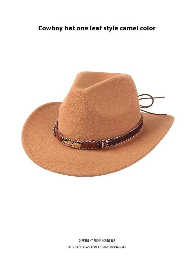 Woolen Cowboy Hat for Men & Women - Adjustable Ethnic Style Summer Accessory - Buy Center US