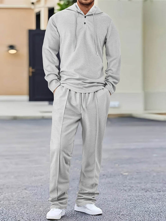Casual Men's 2-Piece Set - Hooded Sweatshirt & Drawstring Pants - Buy Center US