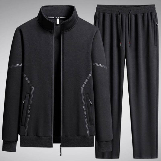 Buycenter Men's Fleece-Lined Sports Suit - Thick Two-Piece Set - Buy Center US