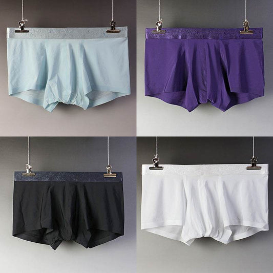 Buycenter Men's Ice Silk Boxer Briefs - Seamless Mid Waist Shorts - Buy Center US