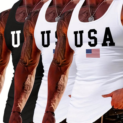 MBDMBD Men's USA Flag Tank Top - Slim Fit, Breathable Polyester Blend - Buy Center US