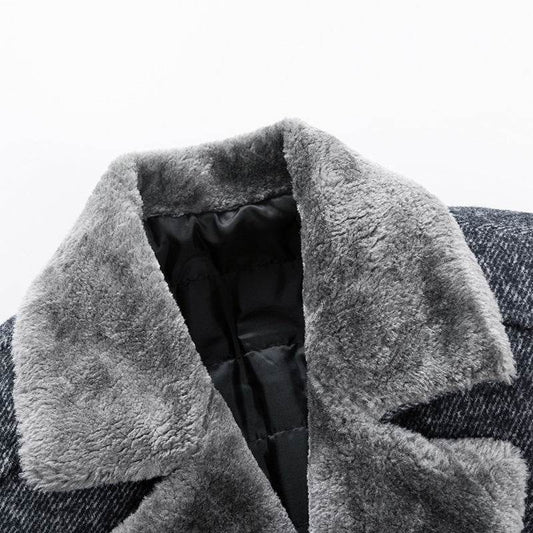 Buycenter Woolen Coat for Men - Autumn Winter Lapel Style in Gray/Brown - Buy Center US