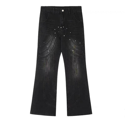 Men's Loose Design Stitching Jeans - Mid Waist Comfortable Denim - Buy Center US