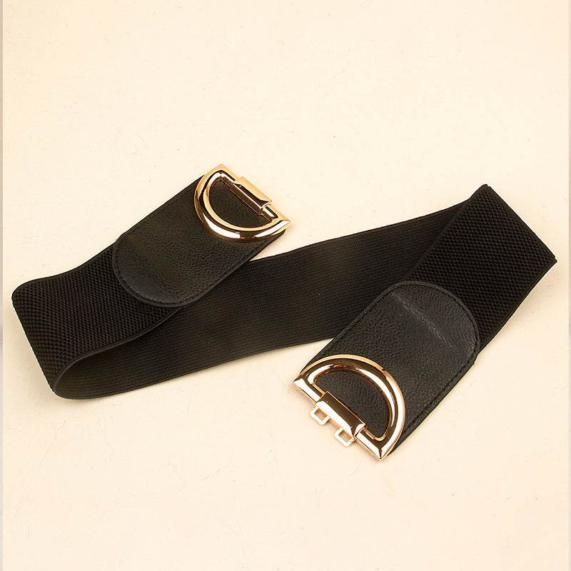 Stylish Women's Wide Belt with Elastic Buckles - Multiple Colors Available - Buy Center US