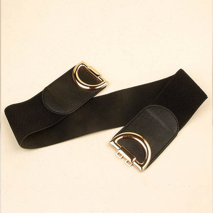 Stylish Women's Wide Belt with Elastic Buckles - Multiple Colors Available - Buy Center US