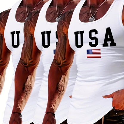 MBDMBD Men's USA Flag Tank Top - Slim Fit, Breathable Polyester Blend - Buy Center US